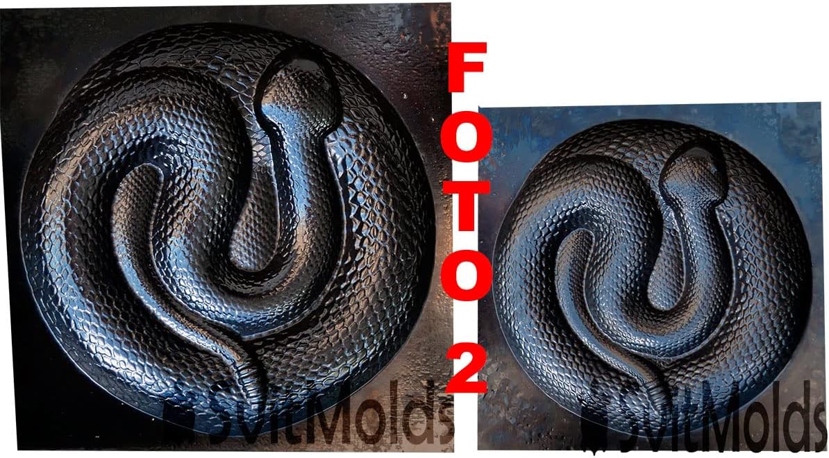 SvitMods Mold Snake DIY Statue for Garden Black ABC Plastic Concrete Cement Mould Rattlesnake Garden Decor Mold Croc for Garden Figure (D72 + D72-Smsll)