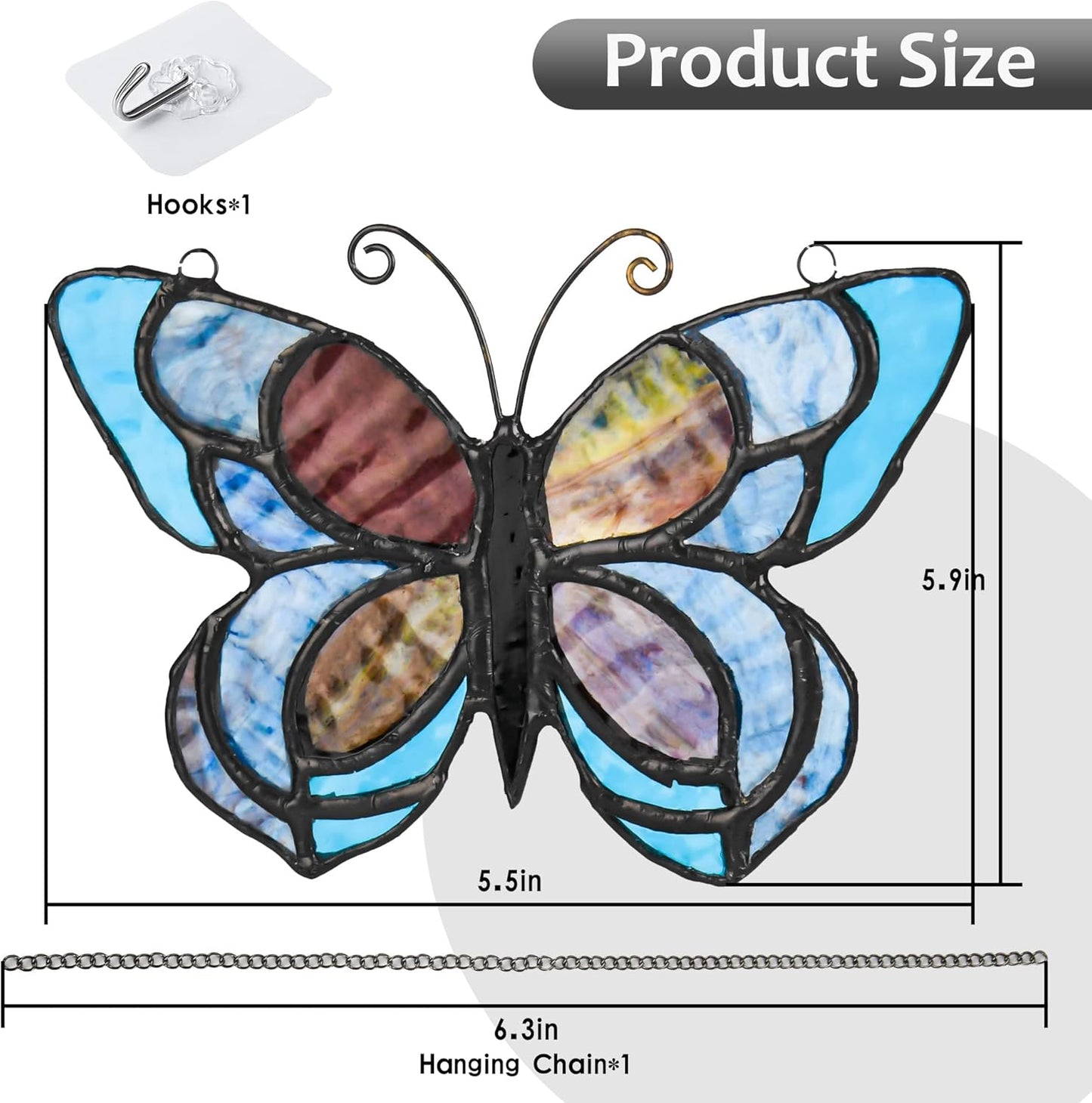 Blue Butterfly Suncatcher for Window Stained Glass Window Hanging Butterfly Gift for Mom, Women, Mother's Day
