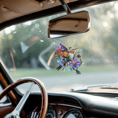 Colorful Hummingbird Acrylic Suncatcher Stained Glass Effect Window Car Hanging Christmas Ornament Indoor Outdoor Decor Garden Sun Catcher Panel for Bird Lover for Women Mom Grandma