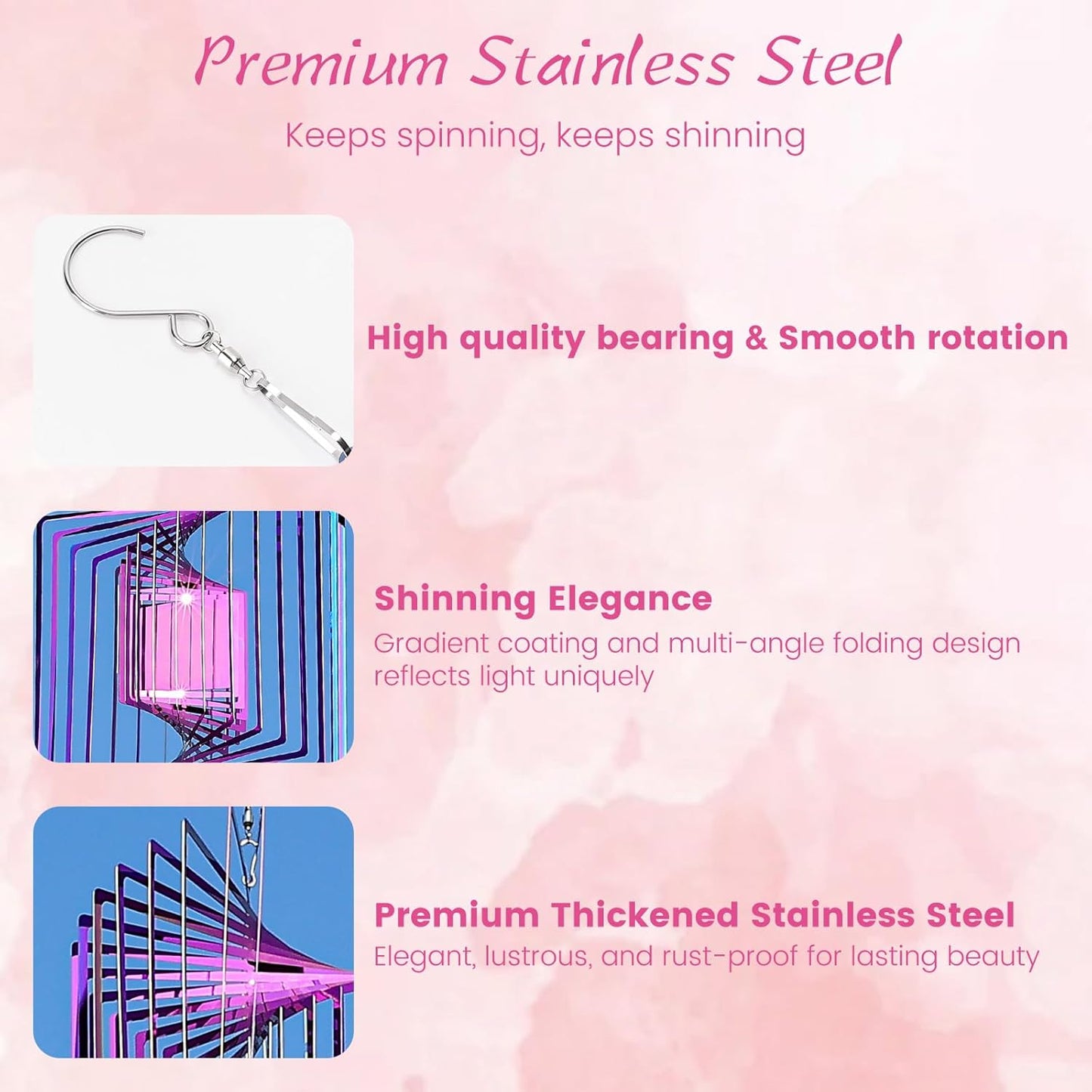 Wind Spinners Outdoor for Yard Decorations,Stainless Steel Metal, Glowing Reflective for Yard, Wind Spinners Outdoor Hanging (10'' Maze Blue Purple)