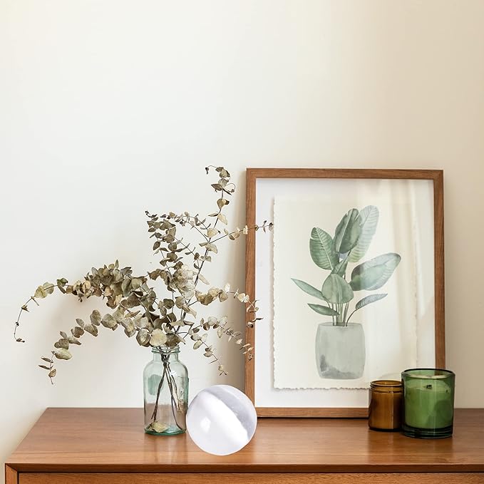 JIC Gem 1pcs 4.5" White Selenite Crystal Ball for Meditation、Fengshui、Home Decors Healing Crystal Ball