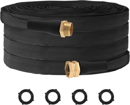 Upgraded Anti-Kink 50FT Non-Expanding Garden Hose, Flexible and Tough, Lightweight and Sturdy for Outdoor, Yard, Lawn, Car Wash, Marine, and Camper Use,and All-Season Use. U.S Standards Brass Fitting