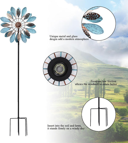 MUMTOP Wind Spinner Outdoor, 50 Inch Metal Two-Way Wind Sculptures Windmill for Yard Art, Garden Decor