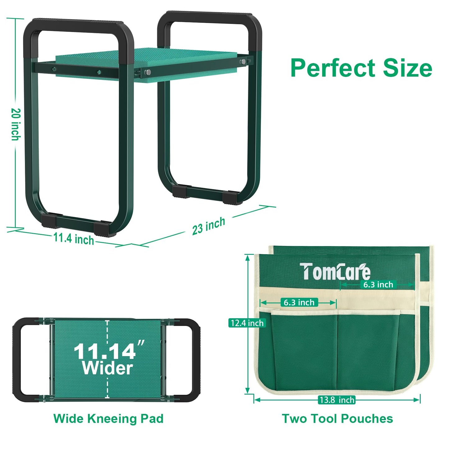 TomCare Garden Kneeler and Seat, 11.14" Kneeling Pad Sturdy Garden Bench