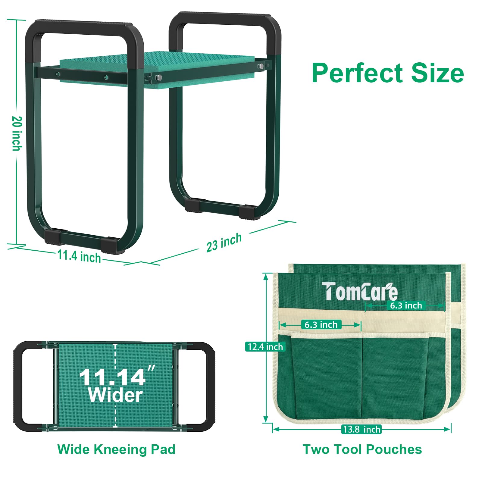 TomCare Garden Kneeler and Seat, 11.14" Kneeling Pad Sturdy Garden Bench