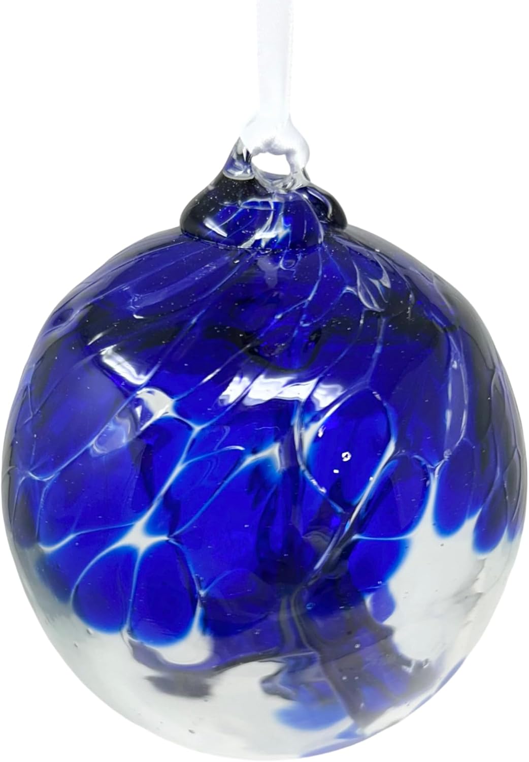 Sapphire Tree of Life Glass Globe - Small 3.5 inch Hand Blown Handmade Hanging Garden Gazing Ball Indoor Outdoor Home Décor