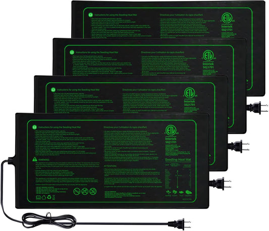 Upgrade Version 4PK Seedling Heat Mat with ETL Listed,Warm Hydroponic Heating Pad for Seed Starting,Indoor Gardening,Brewing and Greenhouses,Durable Waterproof Black Plant Heat Mat