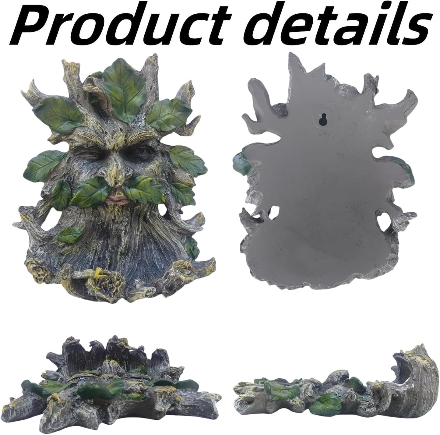 Whimsical Tree Face Garden Decoration ，Tree Faces Decor Outdoor Wallmounted Statue Art with Leaf Features, Outdoor Decor Garden Accessory (Home Decor)