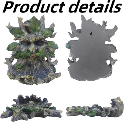 Whimsical Tree Face Garden Decoration ，Tree Faces Decor Outdoor Wallmounted Statue Art with Leaf Features, Outdoor Decor Garden Accessory (Home Decor)