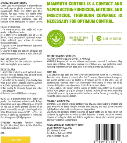 Mammoth Control - Concentrated Miticide, Fungicide and Insecticide - Made with Thyme Oil (1000 ml)