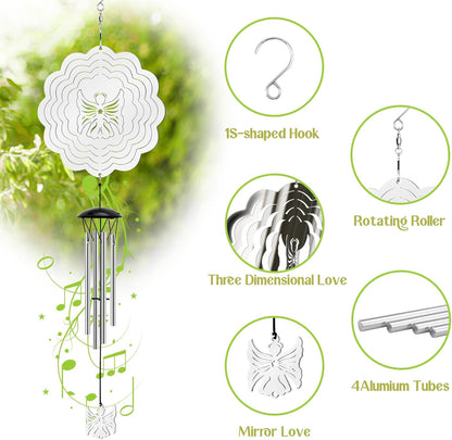 Wind Chimes with Angel Wind Spinner, Outdoor Garden Decor Wind Spinner, Gifts for Women, Mom, Retirement, Teacher, Parents Birthday, Memorial Gift for Garden Porch Patio Home Decor