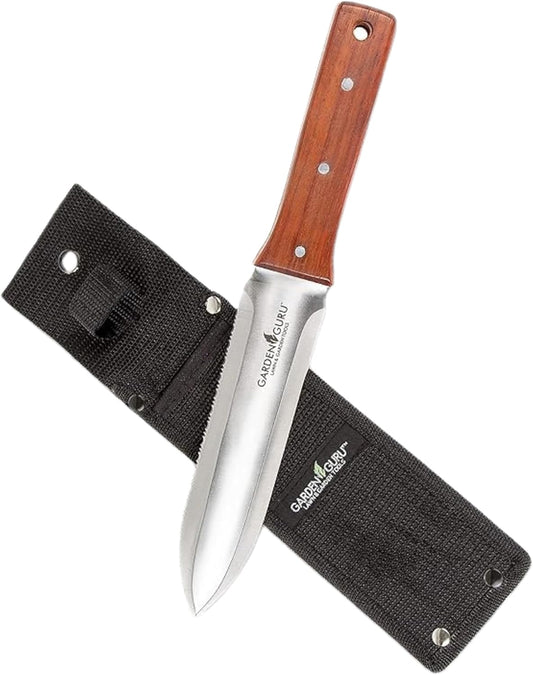 Garden Guru Hori Hori Gardening Knife for Weeding, Digging, Pruning, and Cultivating - Stainless Steel Full Tang Blade | Marks for Measuring Planting Depth (4 Pack)