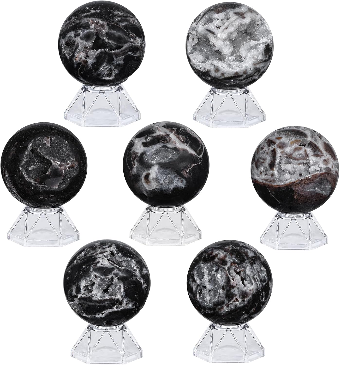 Natural Sphalerite Crystal Ball with Acrylic Display Base, 51-60mm Polished Stone Feng Shui Crystal Sphere Meditation Decoration for Home & Office