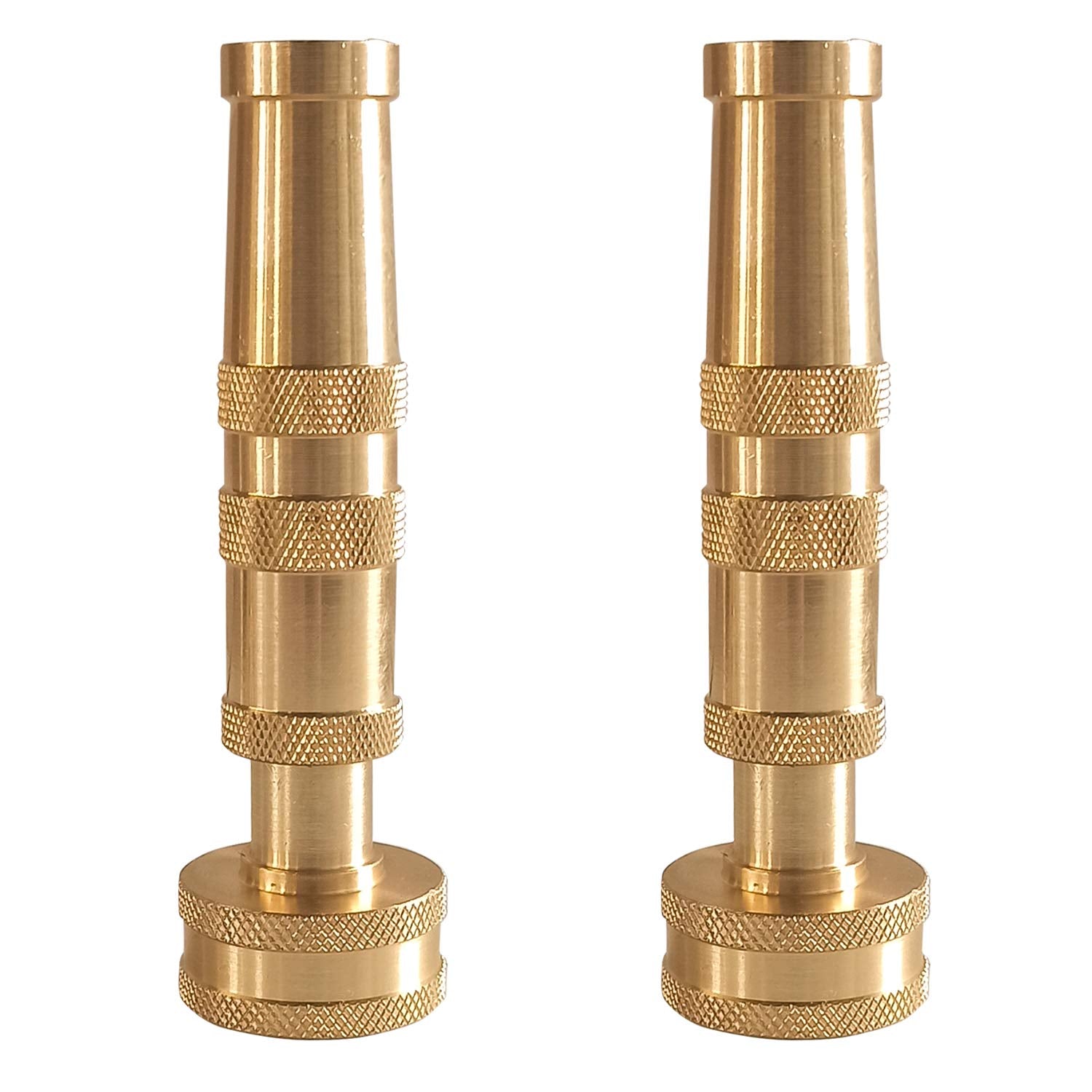 Hourleey Adjustable Twist Hose Nozzle, 4" Heavy-Duty Brass Hose Nozzle with 10 Garden Hose Rubber
