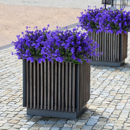 RECUTMS Fake Outdoor Flowers Artificial Flowers Plants for Window Boxes Spring Outdoor Home Decoration, 10 Bundles Fake Faux Eucalyptus for Outside Home Planter Porch Patio Window Yard Decor(Purple)