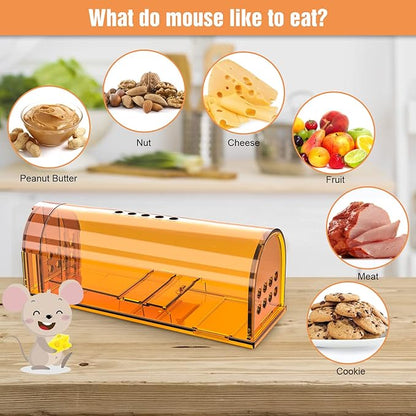 4 Pack Humane Mouse Traps No Kill, Live Mouse Traps Indoor, Reusable Small Mice Trap Catcher for House & Outdoors
