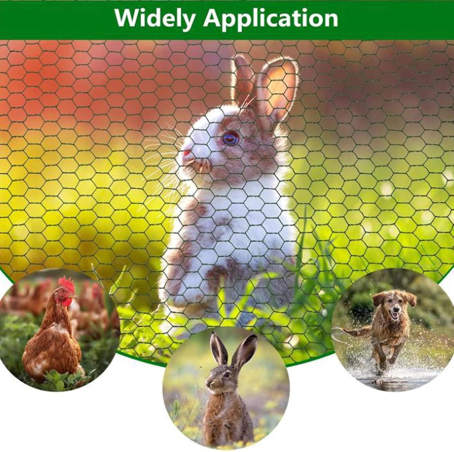 Chicken Wire for Crafts, Wire Netting Hexagonal Garden Poultry Chicken Wire Netting, Pet/Rabbit/Chicken Wire Fencing,0.8inch Hexagonal Galvanized PVC Coated Mesh Fence (Green, 15.7"x236")