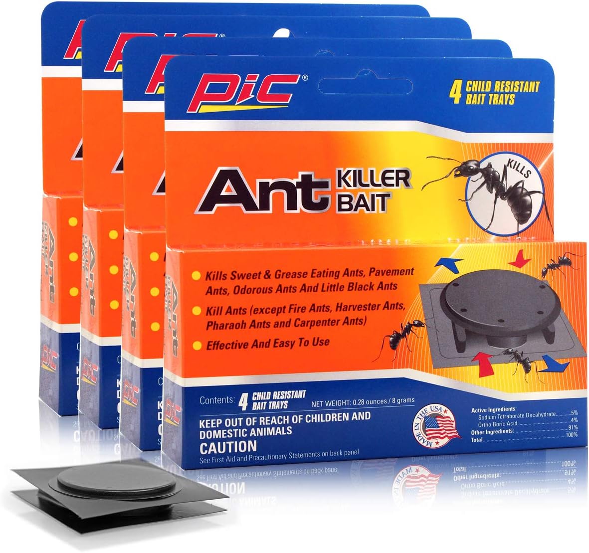 PIC Plastic Ant Killer Bait Stations, Effective Ant Control Traps, 4 Pack (16 Traps Total)…
