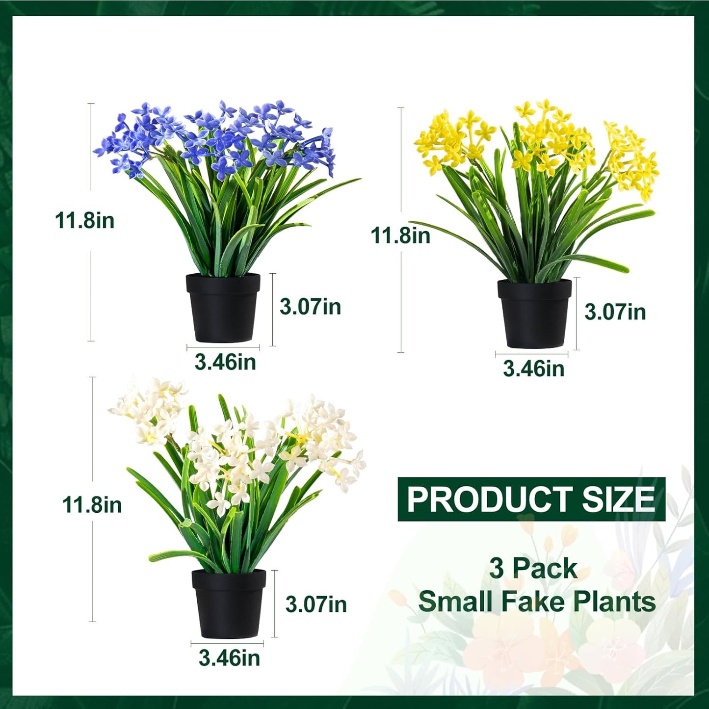 3 Pack Fake Small Plant Artificial Potted Flowers for Home Decor Fake Flower Plant Greenery Mini Faux Plant for Indoor Bedroom Living Room Office Shelf Bathroom Farmhouse Decor (Type 11)