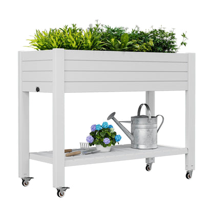 WTFGO Elevate 33.7" Tall Raised Garden Bed with Wheels, Divisible Resin Planter Box with Drainage