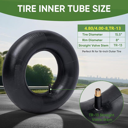 TICONN 4.80/4.00-8 Inner Tube, 2 Pack Inner Tire Tube for Wheelbarrow Tires, Replacement Tube with TR-13 Straight Valve Stem for Wheelbarrows, Mowers, Hand Trucks