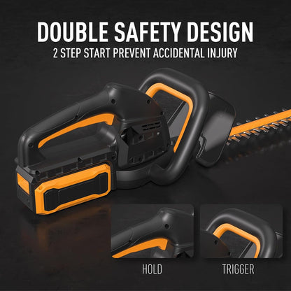 40V 21.6" Battery Hedge Trimmer, 0.7" Cutting Diameter Cordless Hedge Trimmer, Dual Action Blade Power Hedge Trimmers, Electric Hedge Trimmer with Battery & Charger Included