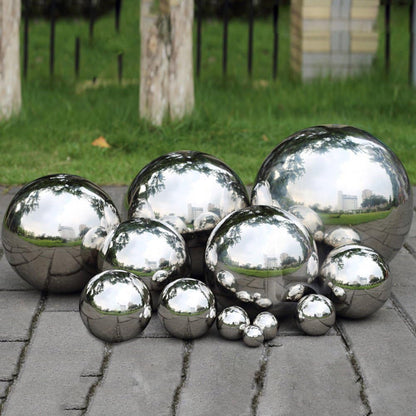 Pack of 2, Stainless Steel Hollow Gazing Ball Mirror Polished Shiny Sphere for Home Garden Ornament (4 Inch)