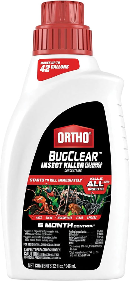 Ortho BugClear Insect Killer for Lawns and Landscapes Concentrate, Kills Periodical Cicadas, Mosquitoes, Ants, Spiders, Fleas, Ticks and More, 32 fl. oz.