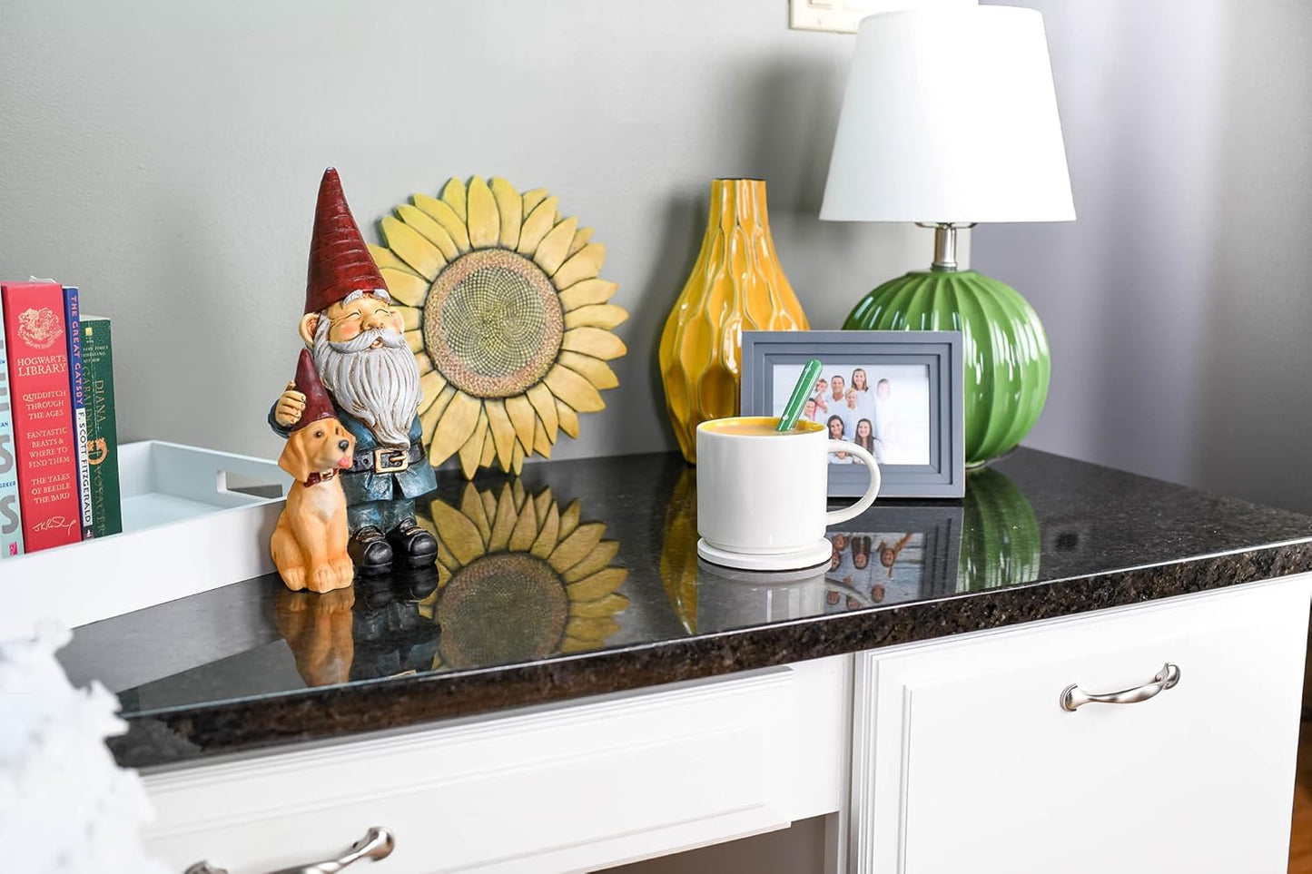 NAT & JULES Gnome 12 inch Resin Stone Garden Statue (Gnome and Dog Colorful)