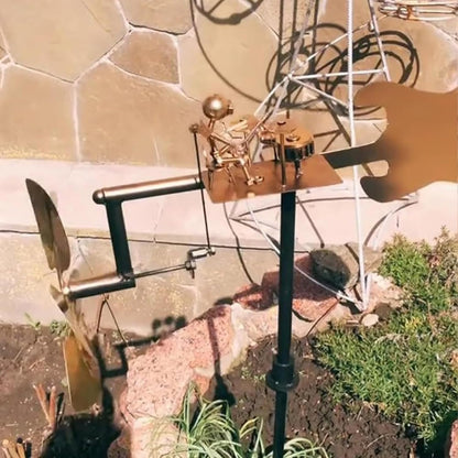Handmade Metal Drummer Windmill, Drummer Windmill Garden Decoration, Percussionist Music Figurines and Statues, Beat The Drums with The Wind, Wind Spinners for Yard Lawn Garden Patio Decor