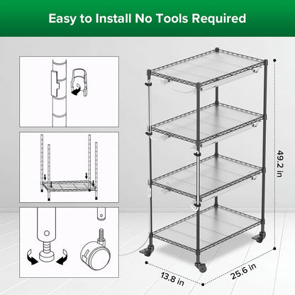 SANSI Plant Stand with Grow Light, 4-Tier 4000K 144W, Full Spectrum Indoor Greenhouse DIY Plant Shelf with T8 Plant Lights Growing Lamp, Flower Pot Stand Display Rack with Wheel Mechanical Timer