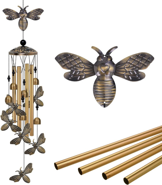 Bronze Bee Wind Chimes Decor, Mobile Blessing Wind Bells Decorate, Sympathy Wind Catcher, Memorial Gifts for Mom,Grandma,Woman (Housewarming/Outside/Indoor/Home/Room/Porch/Yard/Garden Decoration)