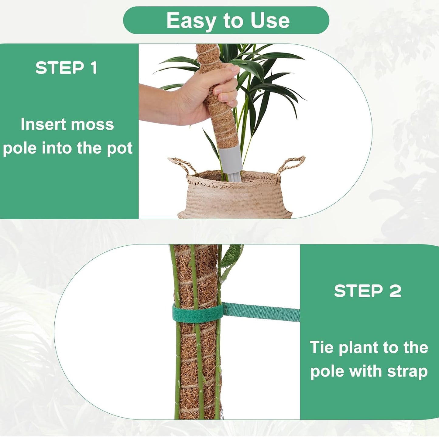 2 Pack Moss Pole, 28 Inch Monstera Plant Support, Moss Poles for Climbing Plants Indoor DIY, Coco Coir Plant Pole Moss Plant Stick Support Stake Kit for Potted Plants, Pothos, Philodendron
