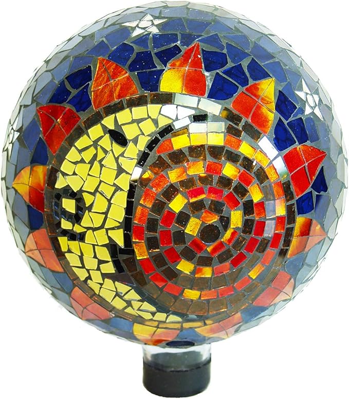 Echo Valley 8199 10-Inch Mosaic Glass Gazing Globe, Sun-Moon, Outdoor Décor