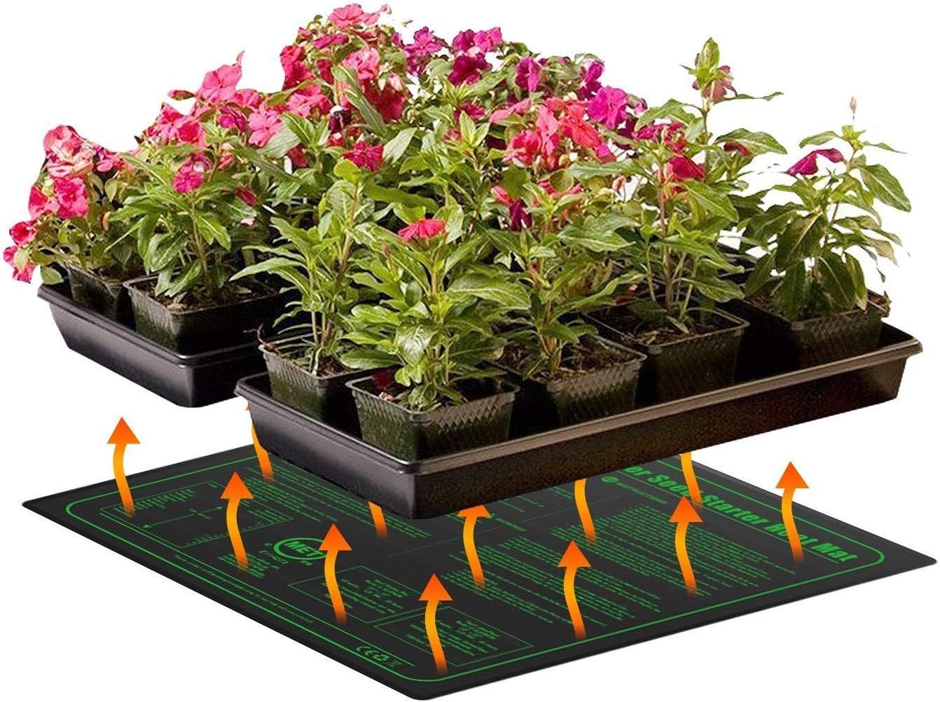 iPower GLHTMTM-A 20" x 20" Waterproof Durable Seedling Heat Mat Warm Hydroponic Plant for Indoor Gardening Germination Starting, black