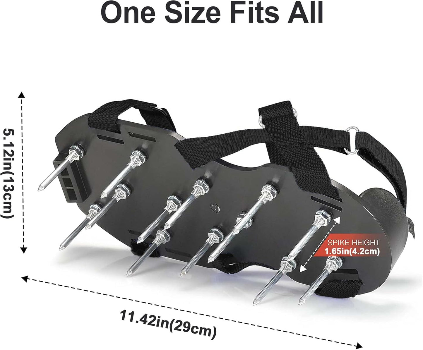 Lawn Aerator Shoes with Hook & Loop Straps with Shovel for Grass, Heavy Duty Spiked Aerating Sandals for Yard Patio Lawn Garden, Aerator Lawn Tool or Screed Shoes, One Size Fits All, Black Epoxy Shoes
