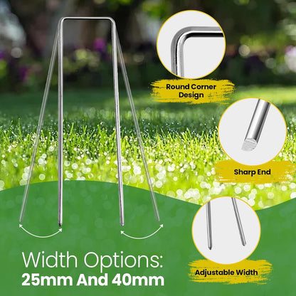 Landscape Staples 8 Inch 60 Pack, Garden Stakes Galvanized Garden Staples 11 Gauge, Plant Cover Stakes for Lawn Weed Barrier