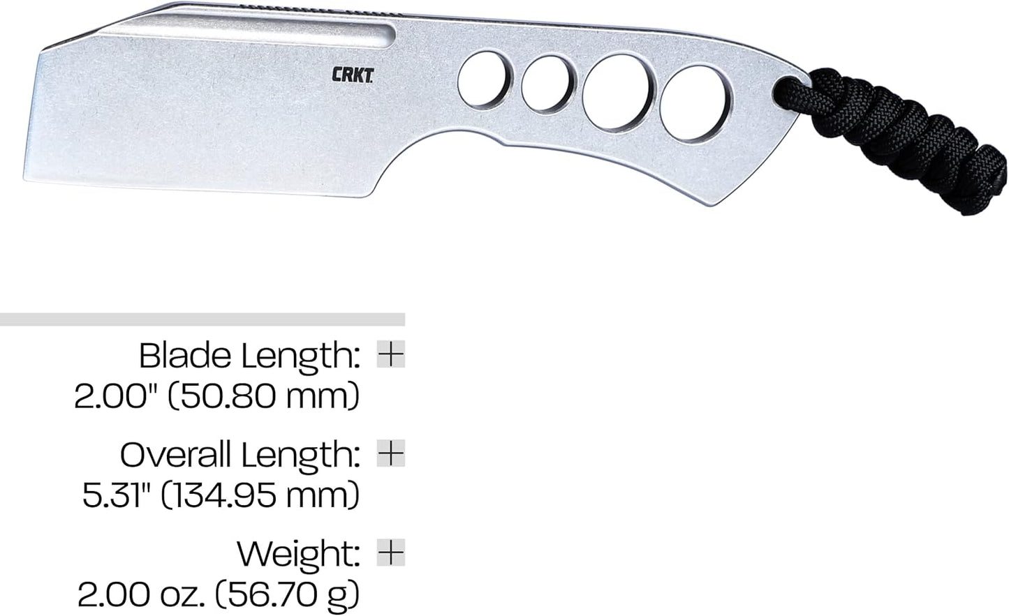 CRKT Razel Chisel Fixed Blade Knife: Everyday Carry Plain Edge, Stainless Steel Chisel Bevel w/Pocket Carry Sheath 2130,Silver