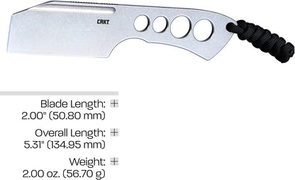 CRKT Razel Chisel Fixed Blade Knife: Everyday Carry Plain Edge, Stainless Steel Chisel Bevel w/Pocket Carry Sheath 2130,Silver