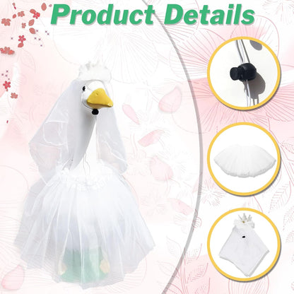 Porch Goose Outfit for 23" 17" Bride Goose Lawn Goose Costume Wedding Dress Statue Decor Clothes Outdoor Garden Lawn Art Decor
