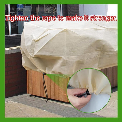 Plant Frost Cover, Rectangular Planter Plant Winter Frost Blanket, Plant Frost Tree Cover Bag with Zip Drawstring, Reusable Frost Fabric for Outdoor Plants 2 Pack (68.8x17.7x15.7INCH)