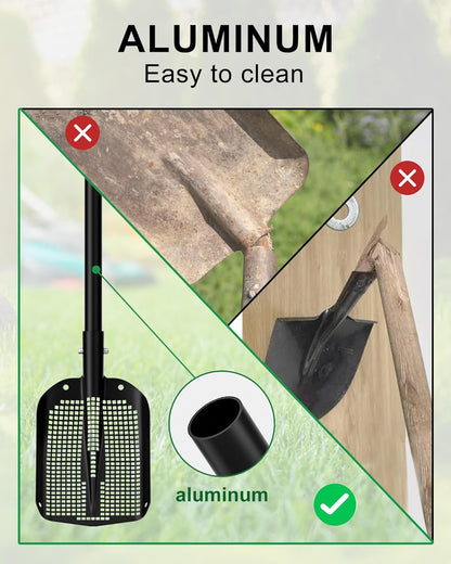 53.93 Inch Sifting Shovel, Heavy Duty Sand Sifter Square Cleaning Scoop Detachable 35-inch Short Sifter for Beach Chicken Coop/Animal House Poop Shovel