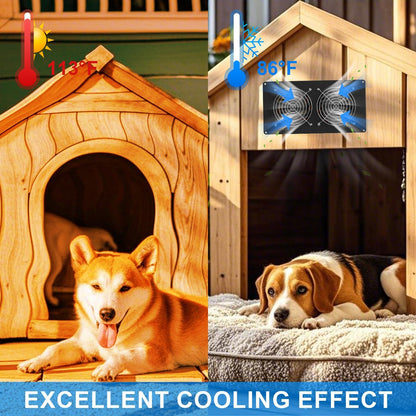 25W Solar Powered Exhaust Fan, Ultra Durable Dual Mental Shell Ventilation for Chicken Coops, Pet Sheds, Dog Houses and Greenhouses - High Speed Airflow, Energy Saving, Waterproof Plug & Play