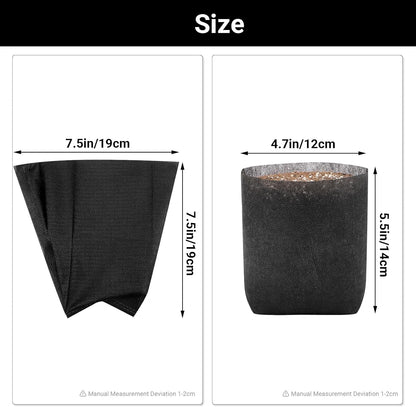 Black Plant Grow Bags, Pack of 100 7.5x7.5 Breathable Non-Woven Fabric Grow Bags for Planting Seedling Pots 1 Gallon Plant Pots