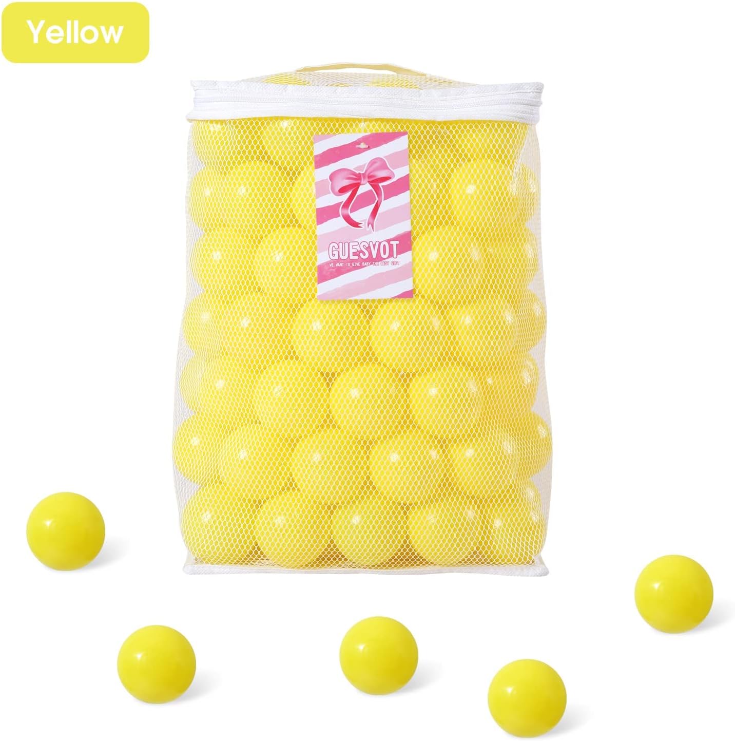 Ball Pit Balls for Kids, Plastic Refill 2.2 Inch Balls, 100 Pack, Bright Colors, Phthalate and BPA Free, Includes a Reusable Storage Bag with Zipper