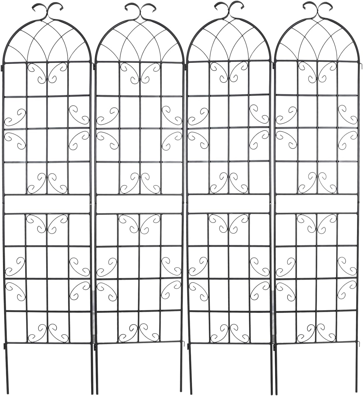 4 Pack Metal Garden Trellis 86.2x19.7inch for Climbing Plants,Rustproof Sturdy Black Steel Trellis Plants Support Outdoor for Outdoor Roses Vine Cucumbers Vegetables Flower Support