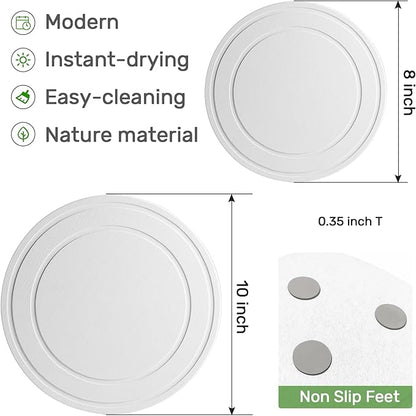 Diatomaceous Earth Plant Saucer for Indoor, 2 Pack 10 inch, Instant Dry Pot Saucer, Plant Drip & Drainage Tray for Indoor, Off White