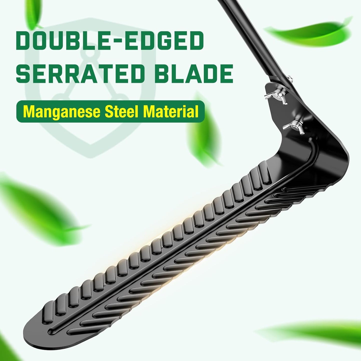 Buzzlett 37" Grass Whip with Double-Edged Serrated Blade, Grass Cutter Hand Tool, Manganese Steel Manual Weed Cutter, Sturdy and Durable, Cut Tall Grass and Overgrown Weeds