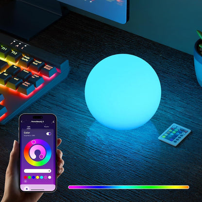 FUYO Floating Pool Lights, IP66 Water-Resistant LED Ball Mood Lamp with APP & Remote, Color-Changing Smart Night Light for Pool, Garden, Patio, Party, Indoor/Outdoor Decor (8-inch)