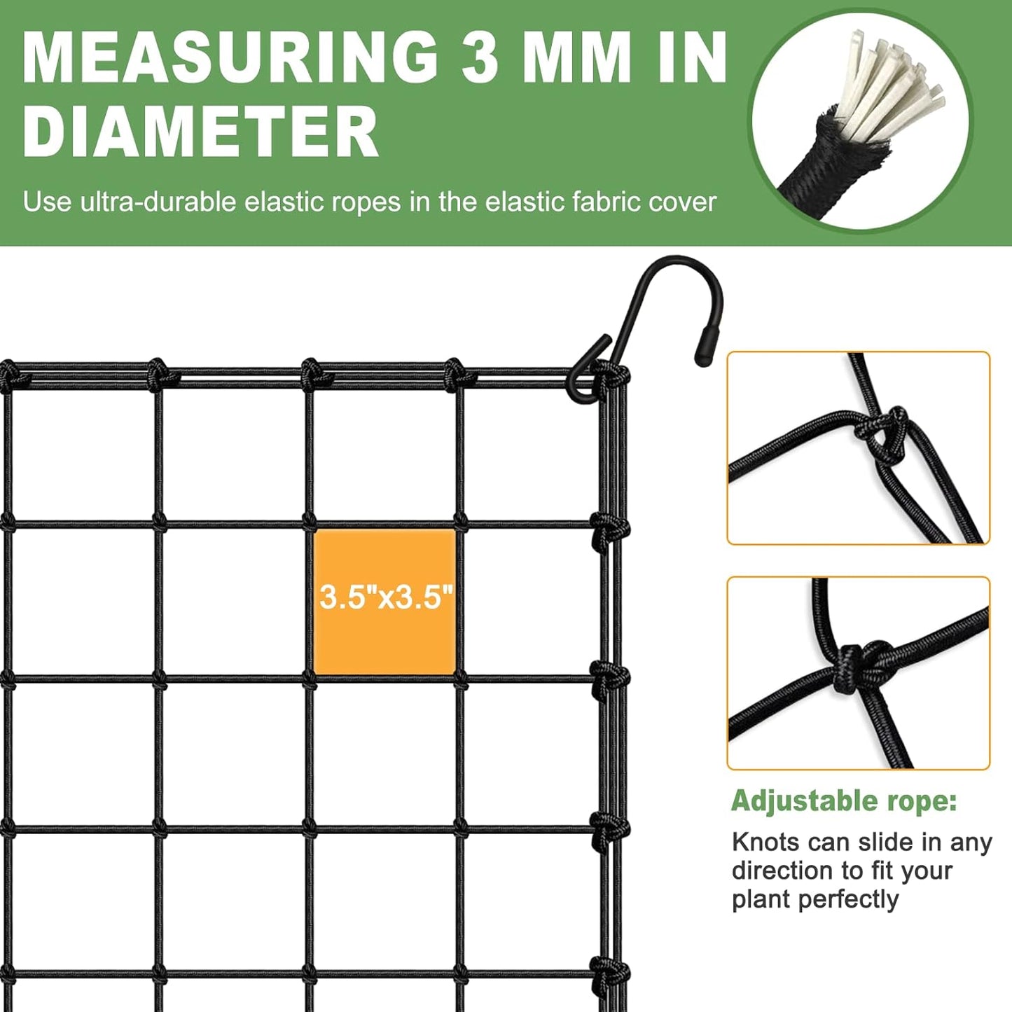 2x4 Trellis Net for Grow Tent, Stretchy Scrog Net Heavy Duty Trellis Netting with Hooks for Climbing Plants Outdoor Indoor Plant Growing Tents, Cucumber Trellis Netting Support for Garden